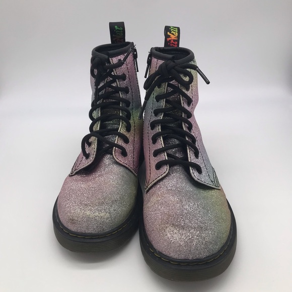 Dr Martens Airwair Girl 1460 Multi Rainbow Silver Glitter Boots Size 4 - Picture 6 of 10